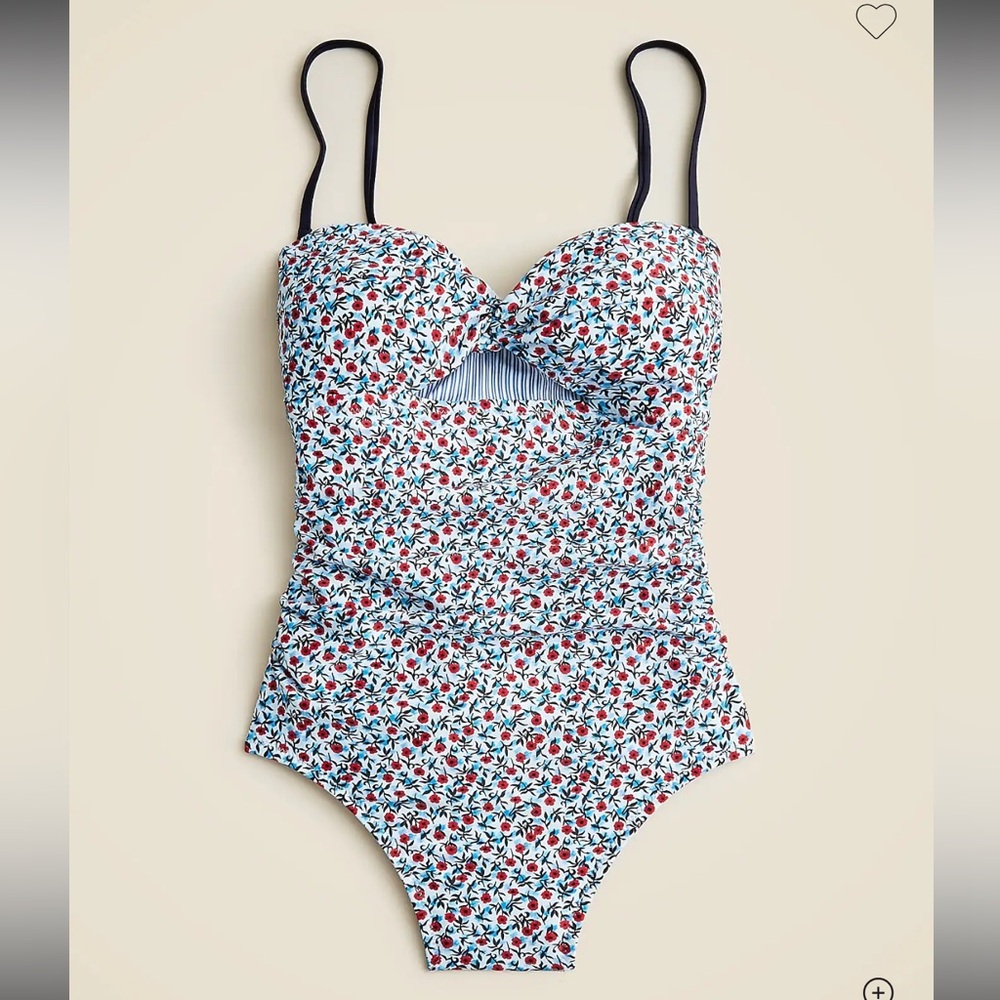 J. Crew Gemma Ruched Bandeau Cut-out One Piece Swimsuit